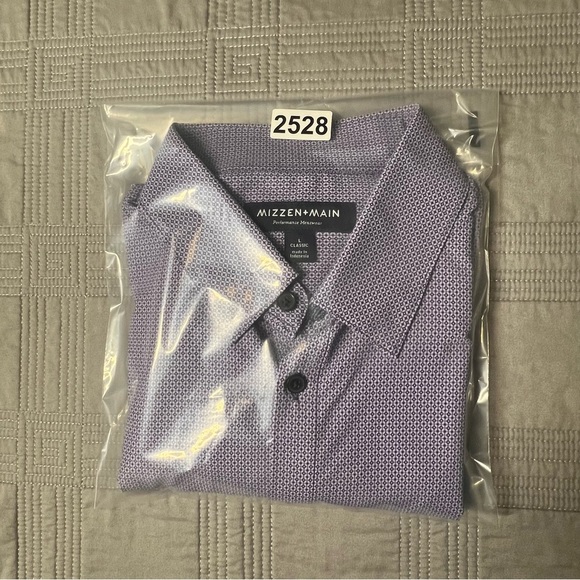Mizzen Main Shirt Mens Size Large Classic Purple Geometric Stretch Career Button - Picture 4 of 12